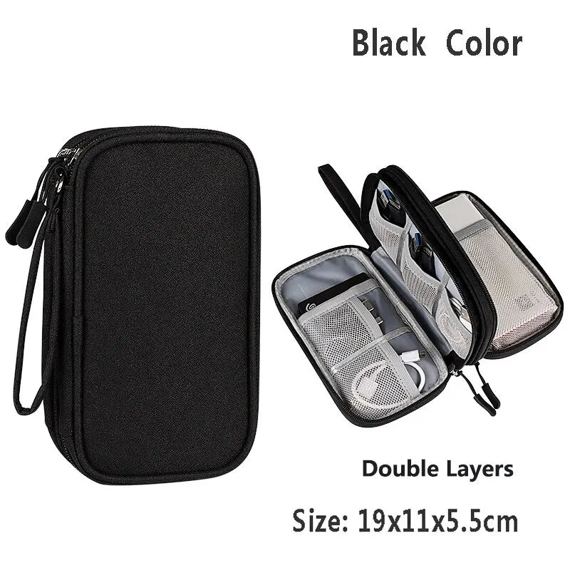Data Cable Storage Bag Waterproof Portable Carry Case Storage Bag Travel Organizer Bag for Cable Cord USB Charger