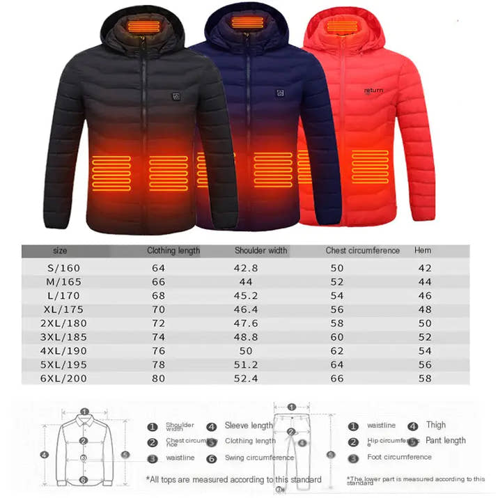 Smart Heated USB Jacket with Graphene for Winter