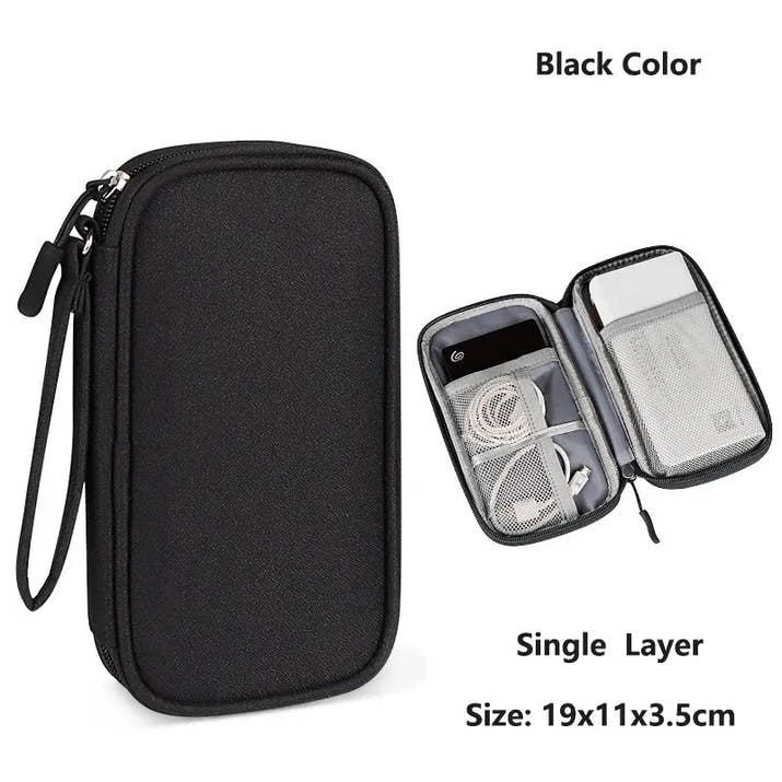 Data Cable Storage Bag Waterproof Portable Carry Case  Storage Bag Travel Organizer Bag for Cable Cord USB Charger