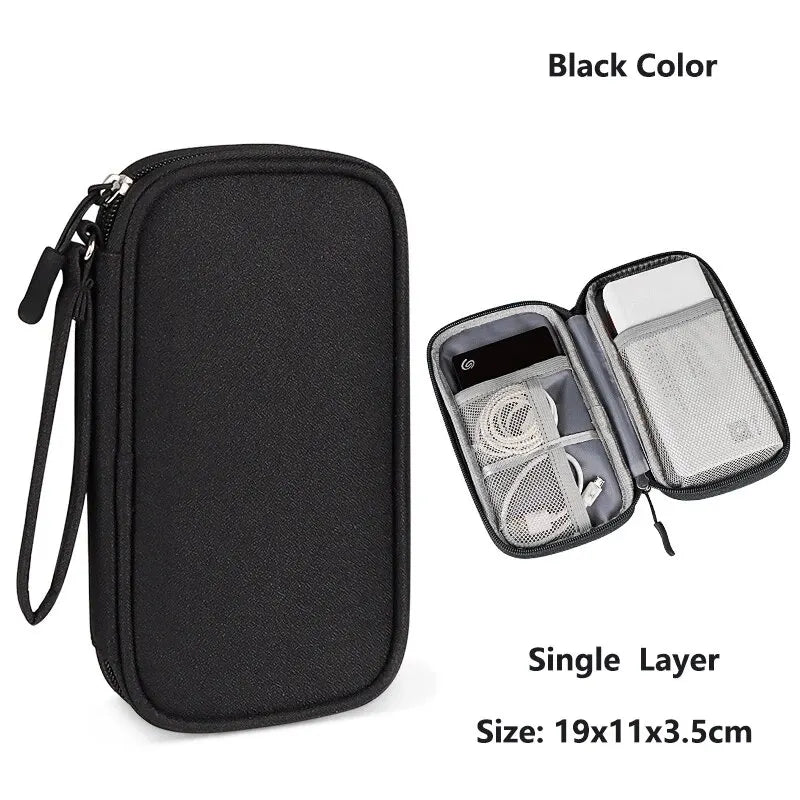 Data Cable Storage Bag Waterproof Portable Carry Case  Storage Bag Travel Organizer Bag for Cable Cord USB Charger
