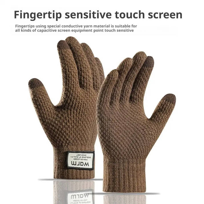 Thermal Touchscreen Gloves for Men Women Winter Warm Knitted Riding Bike Ski Windproof Thickened Fleece Lined Cycling Gloves ﻿