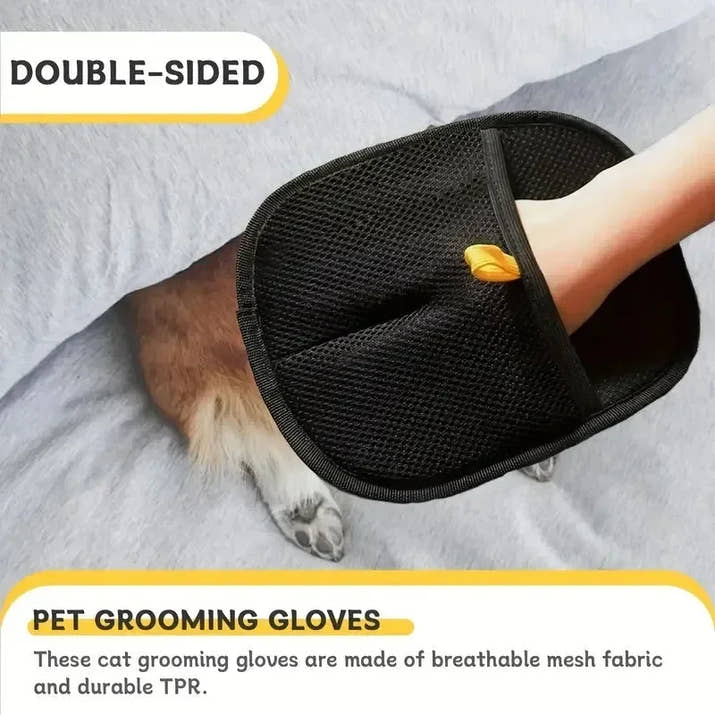 Static Pet Hair Removal Gloves - Grooming & Deshedding Gloves for Dogs Cats - Works on Sofa Carpet Clothes - Multi-Surface Brush