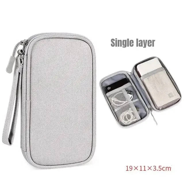 1Pc NEW Travel Organizer Bag Cable Storage Organizers Pouch Carry Case Portable Waterproof Double Layers Storage Bags Cable Cord