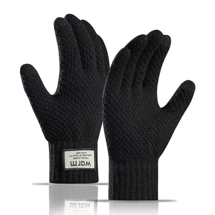 Thermal Touchscreen Gloves for Men Women Winter Warm Knitted Riding Bike Ski Windproof Thickened Fleece Lined Cycling Gloves ﻿