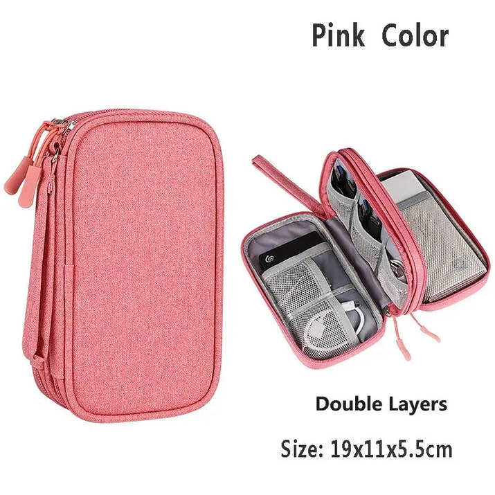 Data Cable Storage Bag Waterproof Portable Carry Case  Storage Bag Travel Organizer Bag for Cable Cord USB Charger