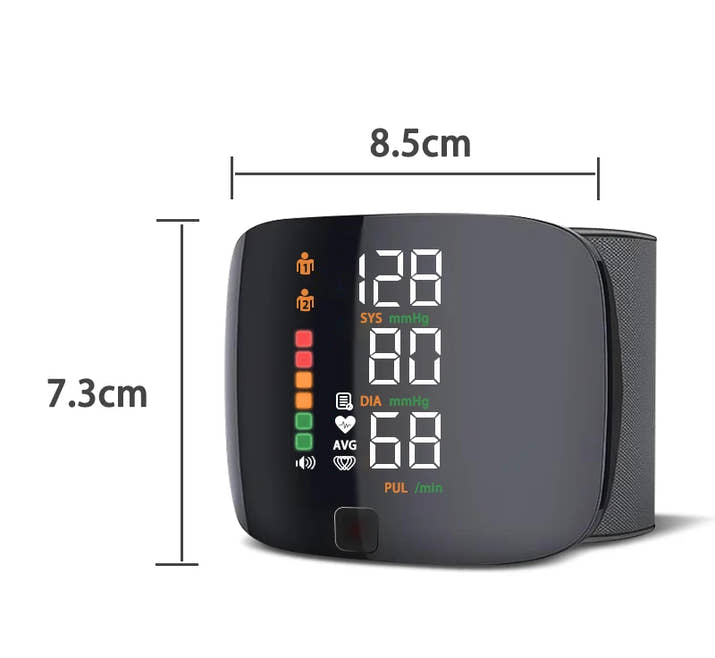 Digital Wrist Blood Pressure Meter Automatic Voice Tonometer Heart Rate Monitor Smart Touch LCD Screen Charge Sphygmomanometer