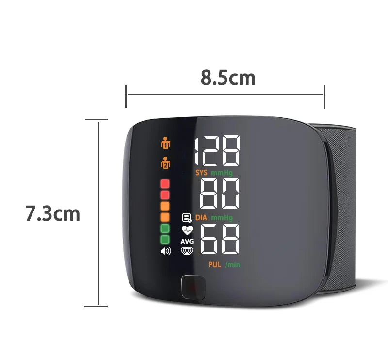 Digital Wrist Blood Pressure Meter Automatic Voice Tonometer Heart Rate Monitor Smart Touch LCD Screen Charge Sphygmomanometer