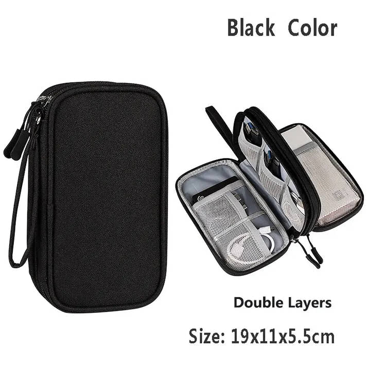 Data Cable Storage Bag Waterproof Portable Carry Case  Storage Bag Travel Organizer Bag for Cable Cord USB Charger