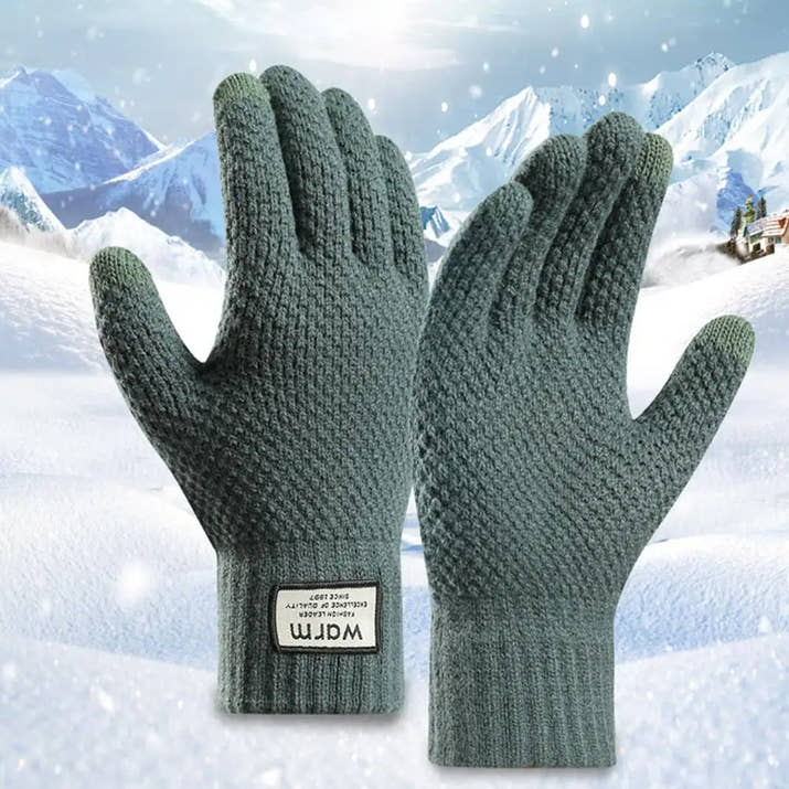Thermal Touchscreen Gloves for Men Women Winter Warm Knitted Riding Bike Ski Windproof Thickened Fleece Lined Cycling Gloves ﻿