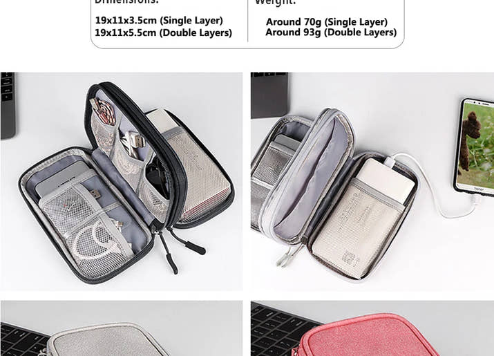 Data Cable Storage Bag Waterproof Portable Carry Case  Storage Bag Travel Organizer Bag for Cable Cord USB Charger