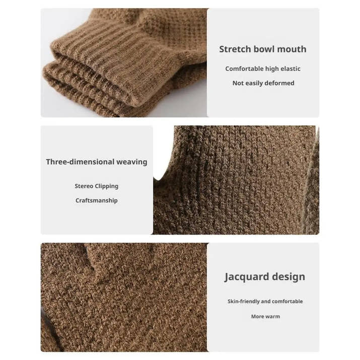 Thermal Touchscreen Gloves for Men Women Winter Warm Knitted Riding Bike Ski Windproof Thickened Fleece Lined Cycling Gloves ﻿