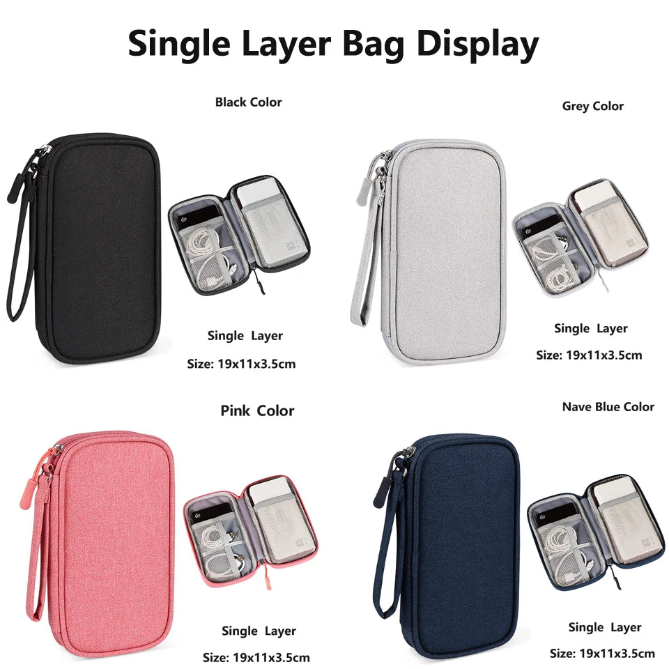 Data Cable Storage Bag Waterproof Portable Carry Case  Storage Bag Travel Organizer Bag for Cable Cord USB Charger