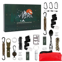 Outdoor Camping Tools Set Christmas Gift Box  For Men Christmas Advent Calendar Survival Kits24 Days Advent Countdown Calendar