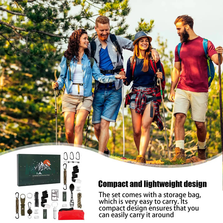 Outdoor Camping Tools Set Christmas Gift Box  For Men Christmas Advent Calendar Survival Kits24 Days Advent Countdown Calendar