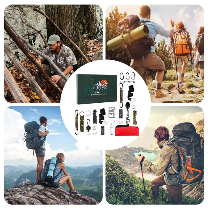 Outdoor Camping Tools Set Christmas Gift Box  For Men Christmas Advent Calendar Survival Kits24 Days Advent Countdown Calendar