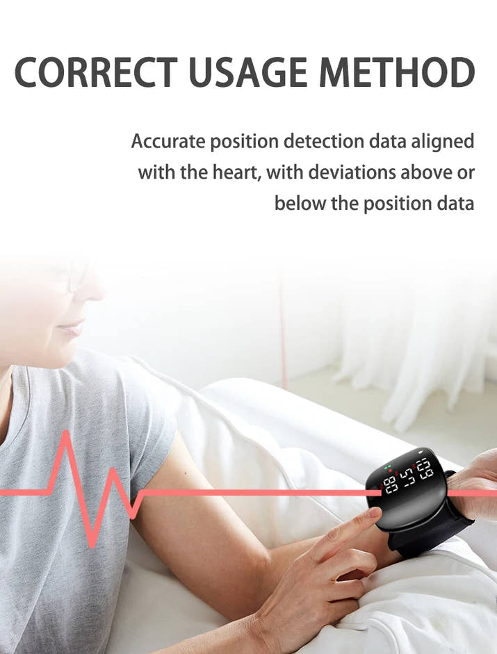 Digital Wrist Blood Pressure Meter Automatic Voice Tonometer Heart Rate Monitor Smart Touch LCD Screen Charge Sphygmomanometer